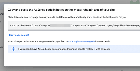 WordPress AdSense - AdSense Auto-Ads Code Snippet